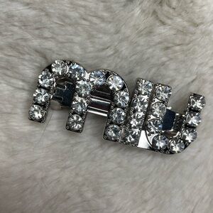 New Crystal Silver Hair Clip Miu Miu Style